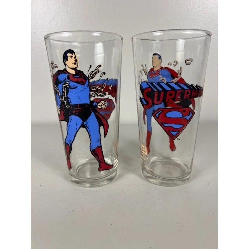 Vintage 1975‎ Pepsi Collector Series Superman Glasses Set of 2 DC Comics